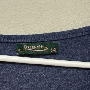 OFEEFAN Women's 3XL Navy Blue Pintuck 3/4 Sleeve Relaxed Tunic Top